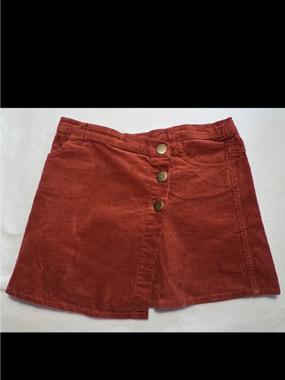 btween Rust-Colored Elastic Waist Corduroy Skirt